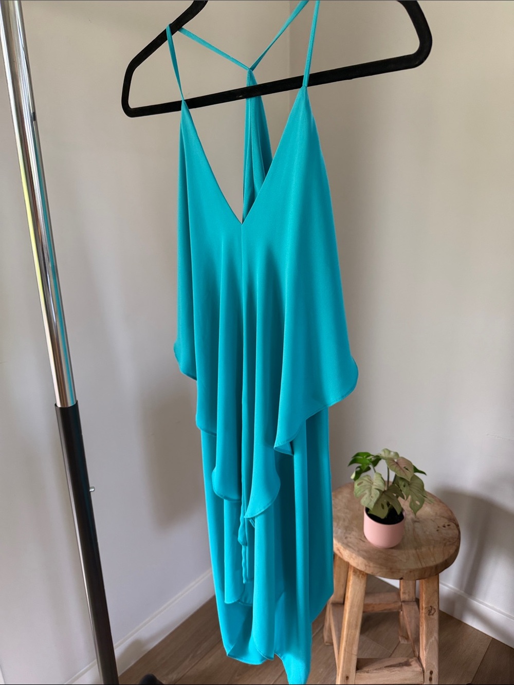 mahina Teal One-Shoulder Flowing Maxi Dress